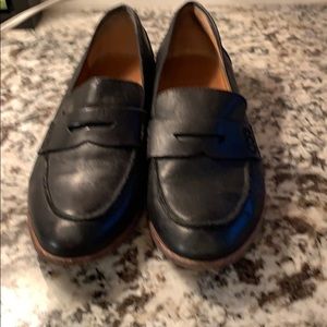 Black leather Franco Sarto loafer.